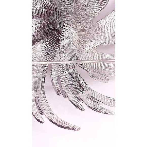 60s Sarah Coventry Swirl Brooch "Book Piece" Hurricane Simulated Pearl Rhodium - Picture 9 of 10